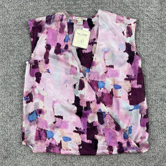 Threads 4 Thought Tops - Threads 4 Thought Shirt Womens Small Purple Pink Silk Sleeveless Blouse Wrap Top